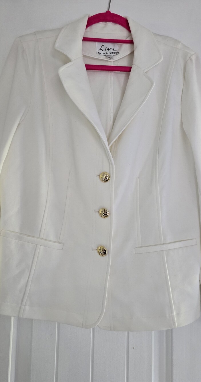 Linea by Louis Dell'Olio Cream Tailored Blazer with Gold Buttons